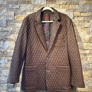 Robert Graham Lamb Leather Quilted Blazer Jacket Size 42